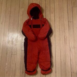 L.L. Bean Snowsuit Toddler 12-18 Mo Red Blue Hooded Double Zip Winter wear
